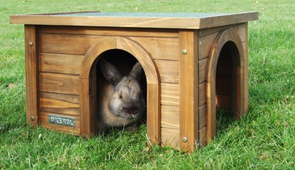 Nagerhaus mit 2 Eingängen Unterschlupf Haus für Kaninchen, Meerschweinchen, Hasen